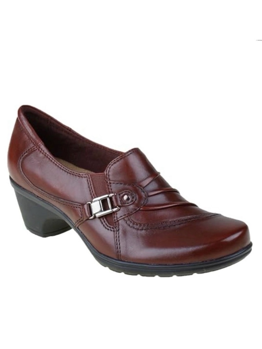 NWOB Earth Origins Roxanne Burgundy Leather Slip-On Block Heel Clogs Sz 6.5M